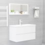 Specchio da Bagno Bianco Lucido 80x10,5x37 cm Legno Multistrato