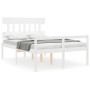 Letto per Anziani con Testiera Bianco 140x190 cm Legno Massello