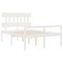 Letto per Anziani con Testiera Bianco 140x190 cm Legno Massello