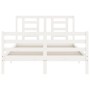 Giroletto con Testiera Bianco 140x190 cm in Legno Massello