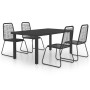 Set da Pranzo da Giardino 5 pz in Rattan PVC Nero