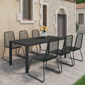 Set da Pranzo da Giardino 7 pz in Rattan PVC Nero