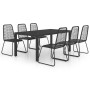 Set da Pranzo da Giardino 7 pz in Rattan PVC Nero