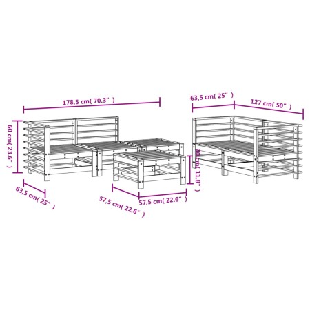 Set Salotto da Giardino 6 pz in Legno Massello di Douglas