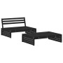 Set Salotto da Giardino 2 pz Nero in Legno Massello di Pino