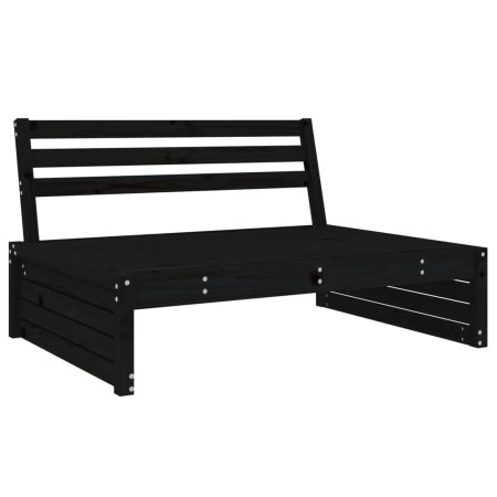 Set Salotto da Giardino 2 pz Nero in Legno Massello di Pino