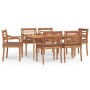 Set da Pranzo Giardino 7pz con Cuscini Legno Massello di Teak