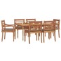 Set da Pranzo Giardino 7pz con Cuscini Legno Massello di Teak