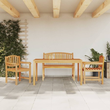 Set da Pranzo per Giardino 4 pz in Legno Massello di Teak