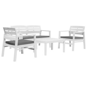 Set Salotto da Giardino 4 pz in Plastica Bianco