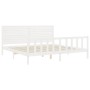 Giroletto con Testiera Bianco 200x200 cm in Legno Massello