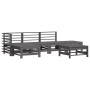 Set Salotto da Giardino 6 pz Grigio in Legno Massello di Pino
