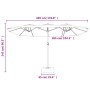 Ombrellone a Doppia Testa con LED Nero 449x245 cm