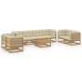 Set Divani da Giardino 9 pz con Cuscini Legno Massello di Pino