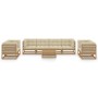 Set Divani da Giardino 9 pz con Cuscini Legno Massello di Pino