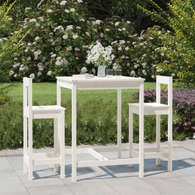 Set Bar da Giardino 3 pz Bianco in Legno Massello di Pino