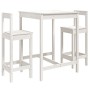 Set Bar da Giardino 3 pz Bianco in Legno Massello di Pino