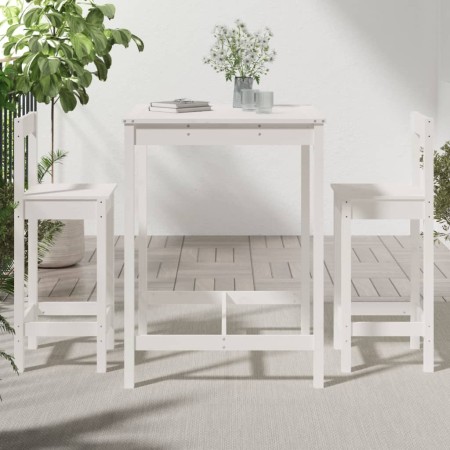 Set Bar da Giardino 3 pz Bianco in Legno Massello di Pino