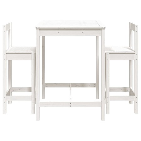 Set Bar da Giardino 3 pz Bianco in Legno Massello di Pino