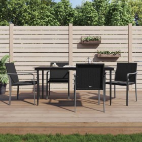 Sedie da Giardino con Cuscini 4pz Neri 56x59x84cm in Polyrattan