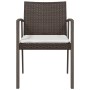 Sedie Giardino con Cuscini 4pz Marroni 56,5x57x83 cm Polyrattan