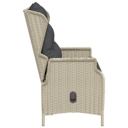 Panca da Giardino 2 Posti con Cuscini Polyrattan Grigio Chiaro