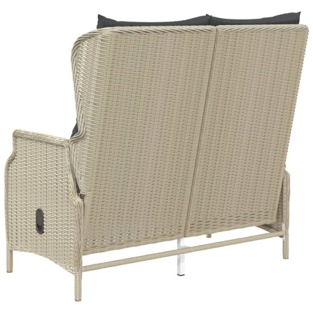 Panca da Giardino 2 Posti con Cuscini Polyrattan Grigio Chiaro