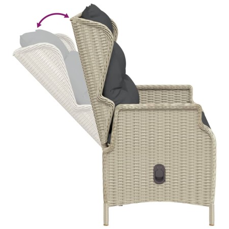 Panca da Giardino 2 Posti con Cuscini Polyrattan Grigio Chiaro