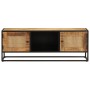 Mobile Porta TV 110x30x40cm Legno Grezzo Massello Mango e Ferro