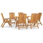 Set da Pranzo da Giardino 7 pz in Legno Massello di Teak