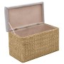 Panca e 2 Pouf in Giunco Grigio