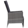 Sedia da Giardino Reclinabile con Cuscino in Polyrattan Grigio