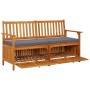 Cassapanca con Cuscino 148 cm in Legno Massello di Acacia