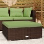 Poggiapiedi Giardino con Cuscino Marrone 70x70x30 cm Polyrattan