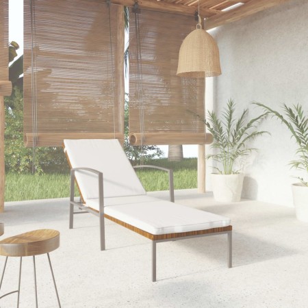 Lettino Prendisole da Giardino con Cuscino Polyrattan Marrone