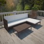 Set Divani da Giardino 3 pz con Cuscini in Polyrattan Marrone