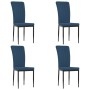 Sedie da Pranzo 4 pz Blu in Velluto