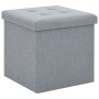 Pouf Pieghevole con Contenitore Grigio Chiaro in Simil Lino