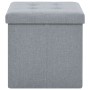 Pouf Pieghevole con Contenitore Grigio Chiaro in Simil Lino