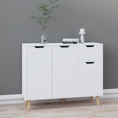 Credenza Bianco Lucido 90x30x72 cm in Legno Multistrato