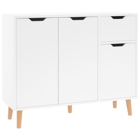 Credenza Bianco Lucido 90x30x72 cm in Legno Multistrato