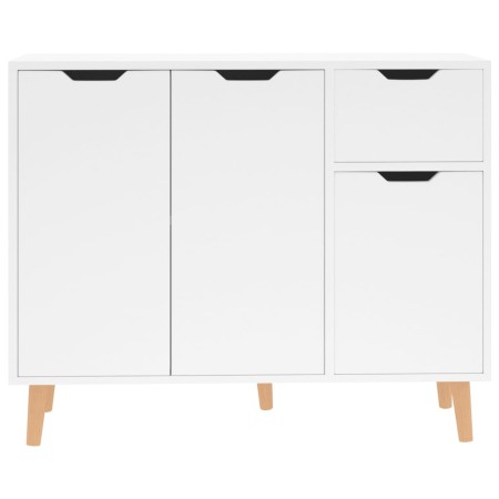 Credenza Bianco Lucido 90x30x72 cm in Legno Multistrato