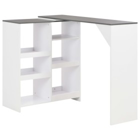 Tavolo da Bar con Scaffale Mobile Bianco 138x39x110 cm