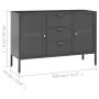 Credenza Antracite 105x35x70 cm in Acciaio e Vetro Temperato