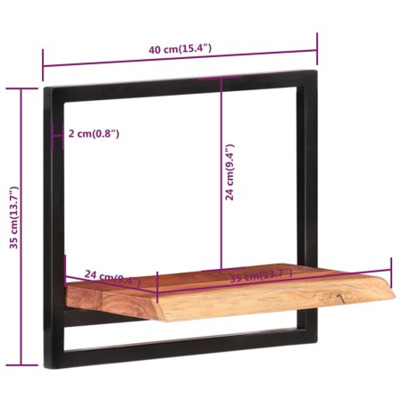 Mensole Parete 2 pz 40x24x35 cm Legno Massello Acacia e Acciaio