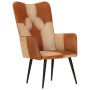 Poltrona Wingback Marrone e Bianca in Vera Pelle