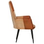 Poltrona Wingback Marrone e Bianca in Vera Pelle