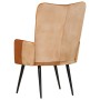 Poltrona Wingback Marrone e Bianca in Vera Pelle