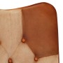 Poltrona Wingback Marrone e Bianca in Vera Pelle
