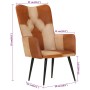 Poltrona Wingback Marrone e Bianca in Vera Pelle